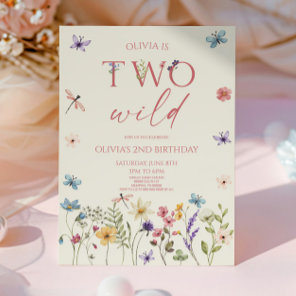 Two Wild Wildflower Wild Flower 2nd Birthday Party Invitation
