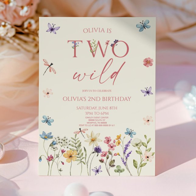 Two Wild Wildflower Wild Flower 2nd Birthday Party Invitation (Creator Uploaded)