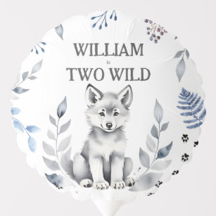 Two Wild wolf themed birthday party decor printed Balloon