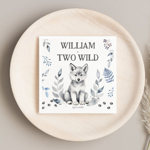Two Wild wolf themed birthday party printed Napkins