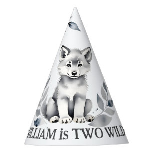 Two Wild wolf themed birthday party printed Party Hat