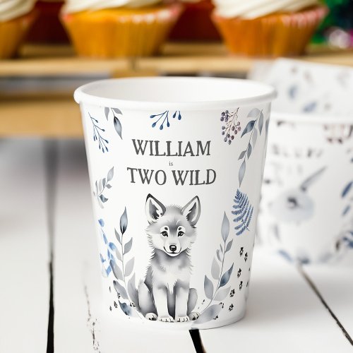 Two Wild wolf themed birthday party tableware Paper Cups