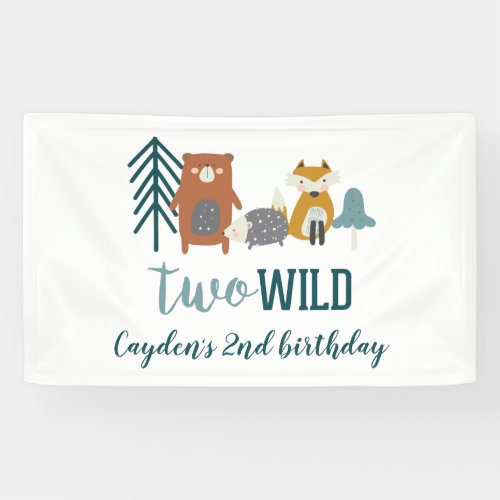 Two Wild Woodland Animal second Birthday Banner