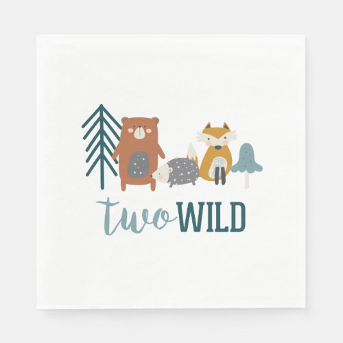 Two Wild Woodland Animal Second Birthday Napkins