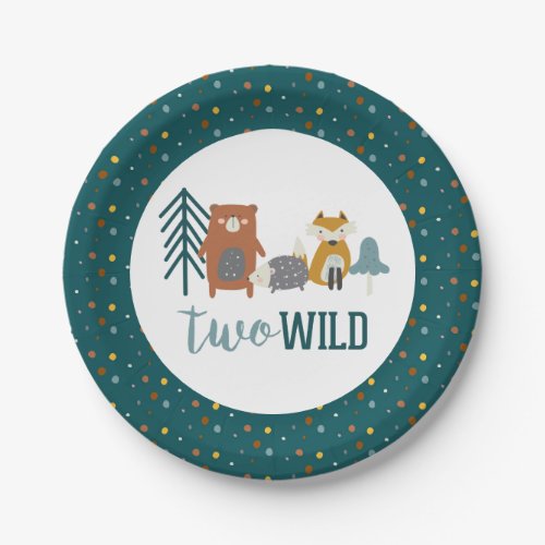 Two Wild Woodland Animal Second Birthday Paper Plates