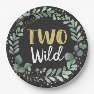 Two Wild Woodland Animals Black Wreath Paper Plates