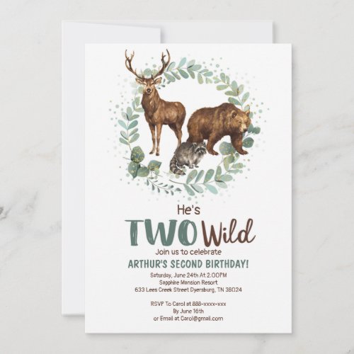 Two Wild Woodland Birthday Invitation for Boys