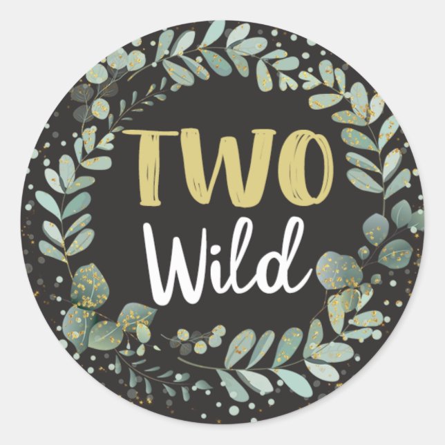 Two Wild Woodland Birthday Stickers Favor Labels (Front)