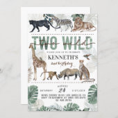 Two Wild Zoo Animal Birthday Invitation (Front/Back)