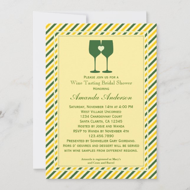 Two Wine Glasses Bridal Shower Invitation (Front)