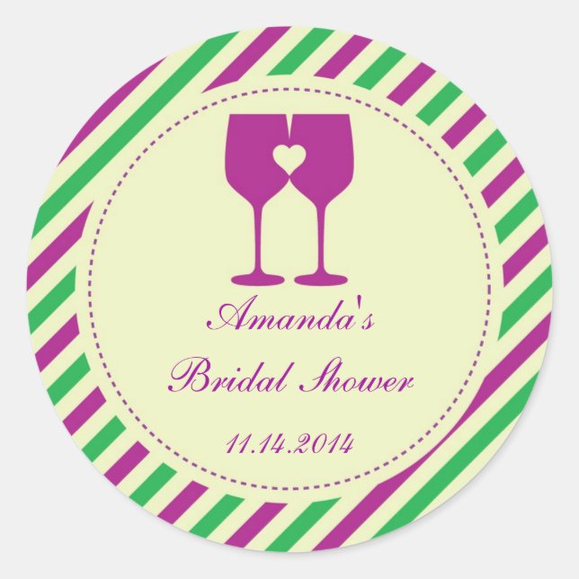 Two Wine Glasses Favor Sticker (Front)
