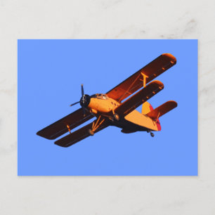 Two Wings Airplane, Old Plane Flying Postcard