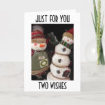 TWO WISHES=HAPPY BIRTHDAY/MERRY CHRISTMAS HOLIDAY CARD<br><div class="desc">IF SOMEONE HAS A "DECEMBER" BIRTHDAY WHAT A FUN WAY TO SAY BOTH MERRY CHRISTMAS AND HAPPY BIRTHDAY WITH THESE TWO CUTE SNOWMEN~</div>