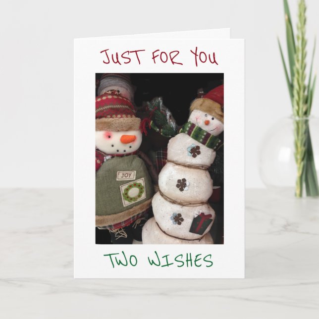 TWO WISHES=**MERRY CHRISTMAS **HAPPY NEW YEAR** HOLIDAY CARD (Front)