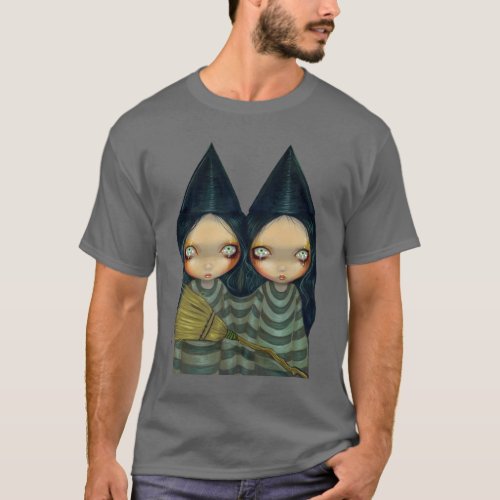 Two Witchy Sisters gothic witch Halloween Shirt