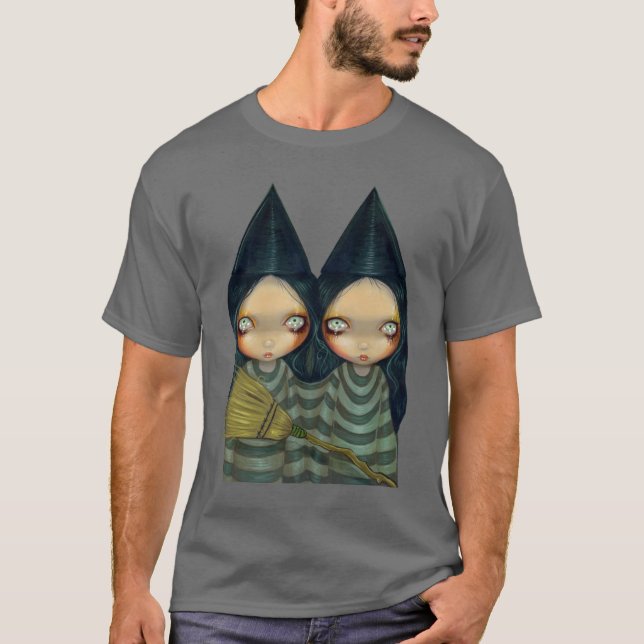 Two Witchy Sisters gothic witch Halloween Shirt (Front)