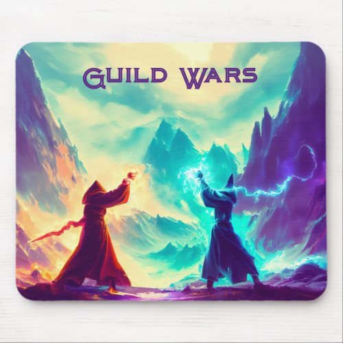 Two Wizards Battle in the Mountains Mouse Pad