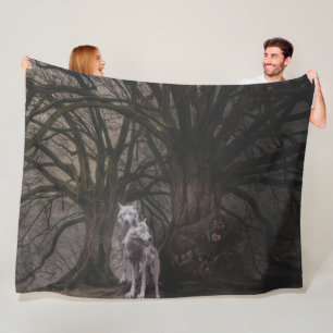 TWO WOLVES and a WEREWOLF Fleece Blanket