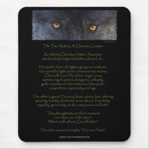 TWO WOLVES CHEROKEE TALE Art Mousepad