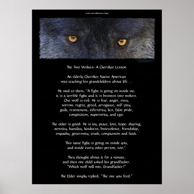 TWO WOLVES CHEROKEE TALE Art Poster (Front)