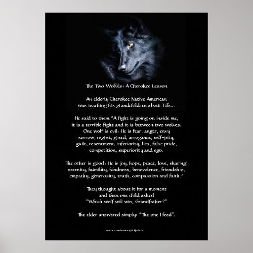 TWO WOLVES CHEROKEE TALE Art Poster | Zazzle