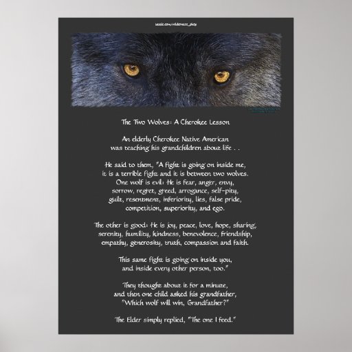 TWO WOLVES CHEROKEE TALE Art Poster | Zazzle