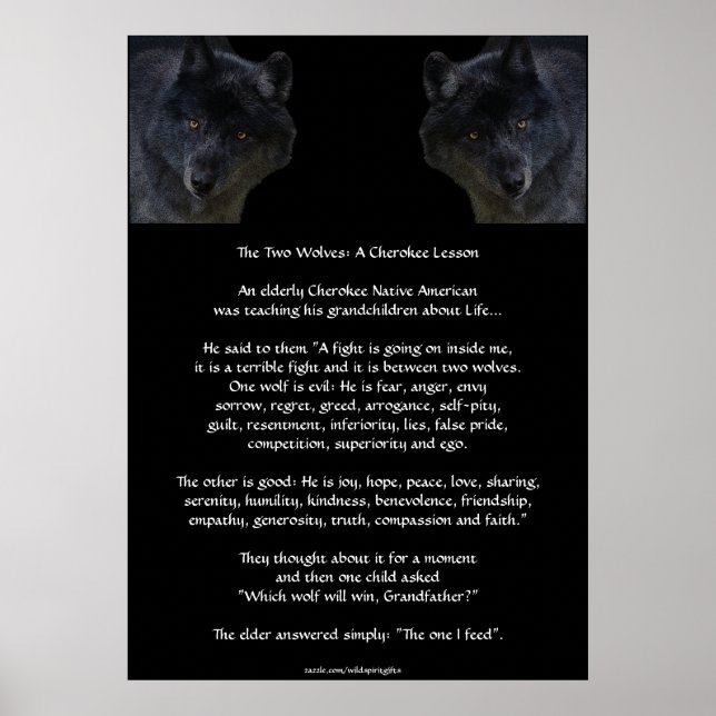 TWO WOLVES CHEROKEE TALE Art Poster (Front)