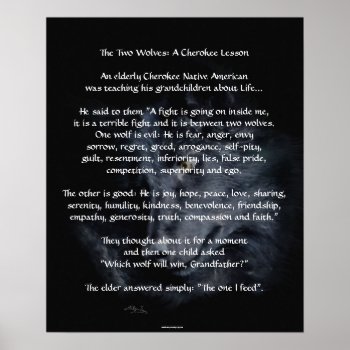 Two Wolves Cherokee Tale Art Poster by RavenSpiritPrints at Zazzle