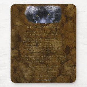 TWO WOLVES CHEROKEE TALE Native American Mouse Pad