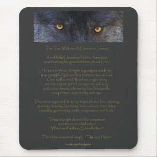 Two Wolves Cherokee Wisdom Tale Mousepad