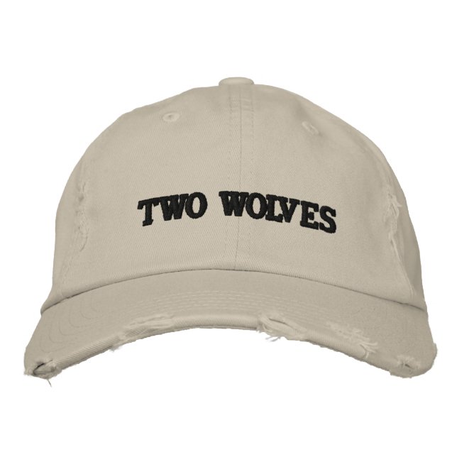 "Two Wolves" Embroidered Baseball Cap (Front)