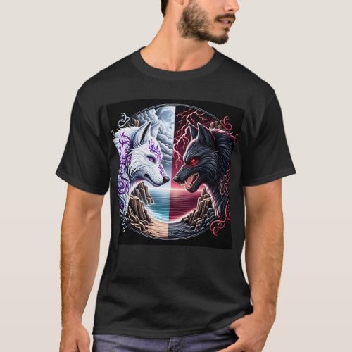 Two Wolves Eternal Conflict T_Shirt