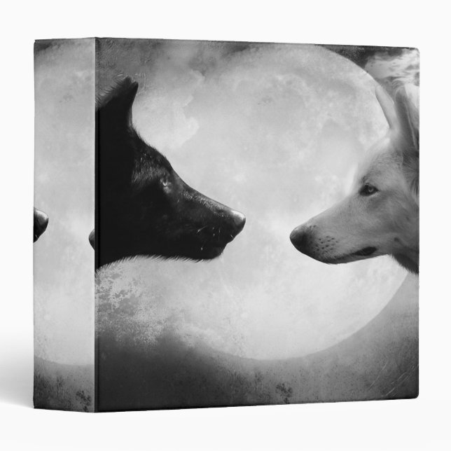 Two wolves facing each other 3 ring binder (Front/Spine)