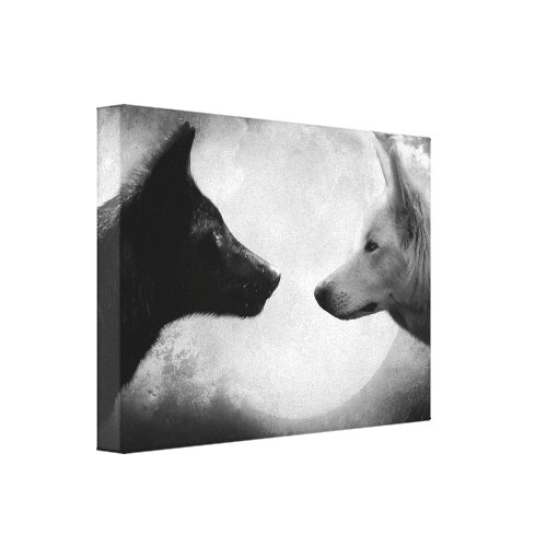 Two wolves facing each other canvas print | Zazzle