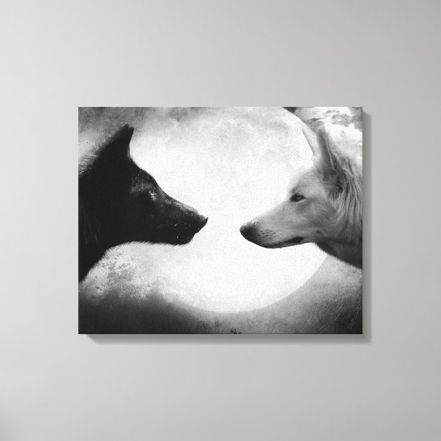 Two wolves facing each other canvas print (Front)
