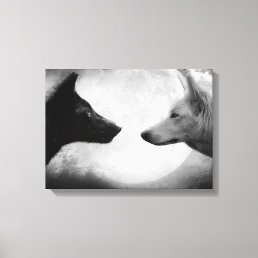 Two wolves facing each other canvas print