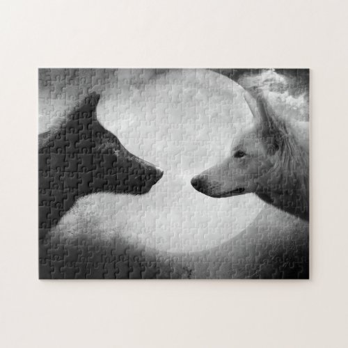 Two wolves facing each other jigsaw puzzle