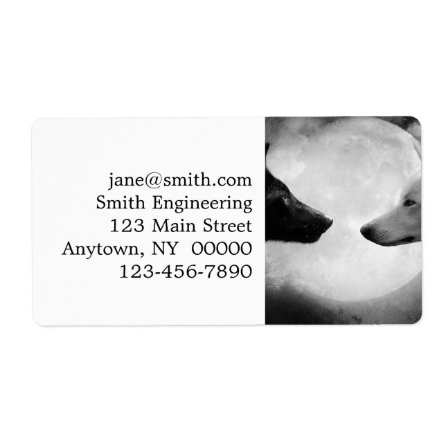 Two wolves facing each other label (Front)