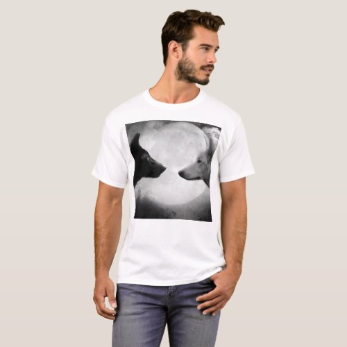 Two wolves facing each other T_Shirt