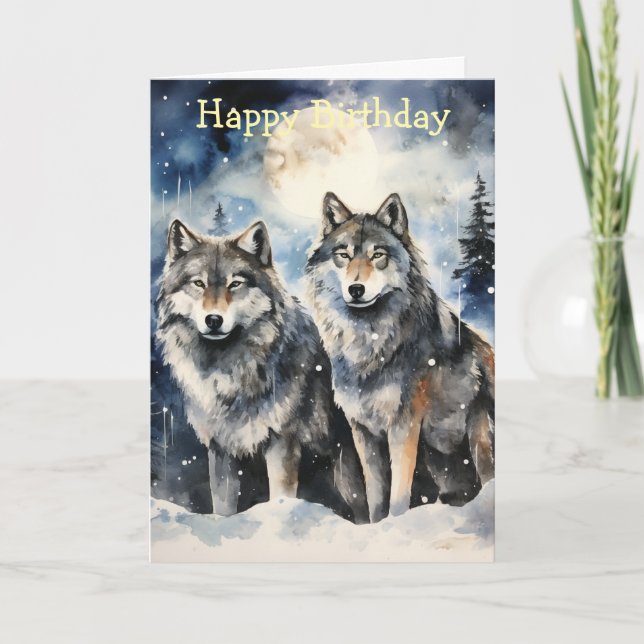 Two Wolves in Winter Card (Front)