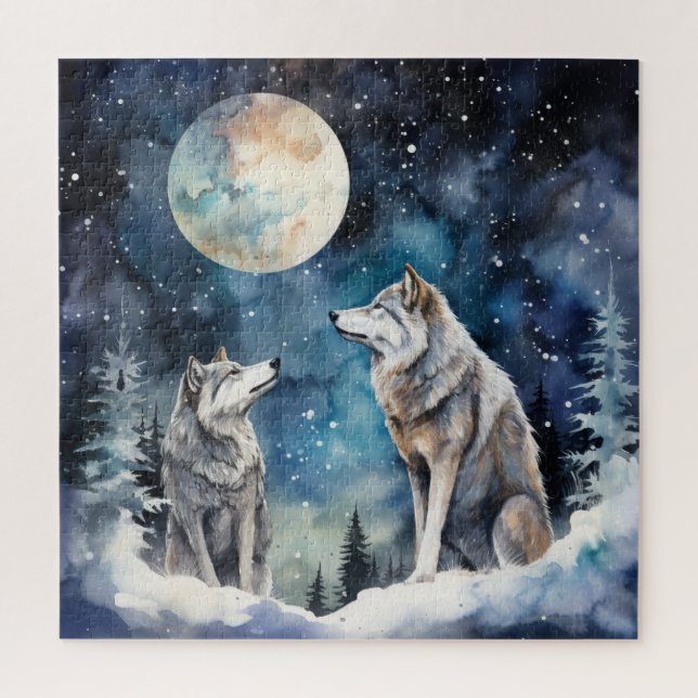 Two Wolves in Winter Jigsaw Puzzle (Vertical)