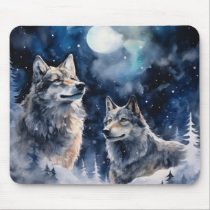 Two Wolves in Winter Mouse Pad