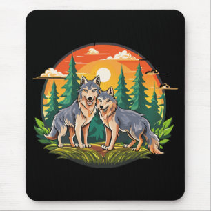 Two wolves mouse pad