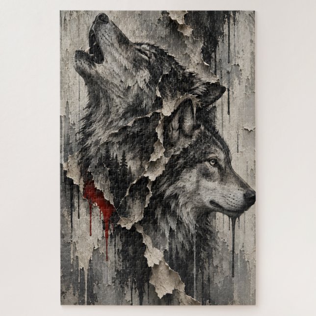 Two Wolves, One Heart Jigsaw Puzzle (Vertical)