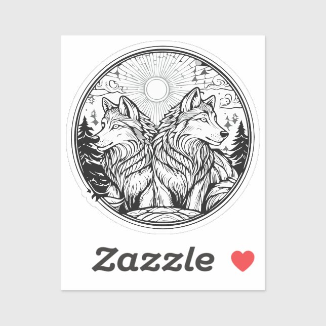 Two wolves sticker (Sheet)