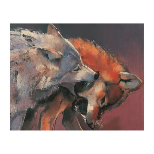 Two Wolves Wood Wall Art