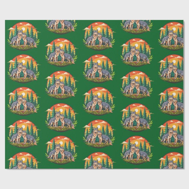 Two wolves wrapping paper (Flat)