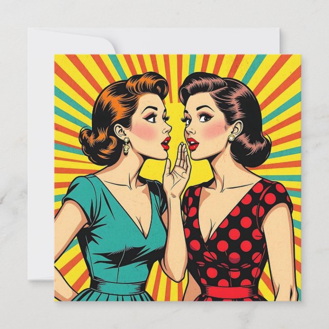 Two Woman Gossiping Telling Secrets Pop Art (Front)