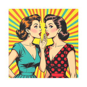 Two Woman Gossiping Telling Secrets Pop Art