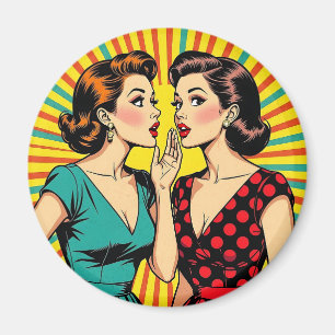 Two Woman Gossiping Telling Secrets Pop Art Magnet